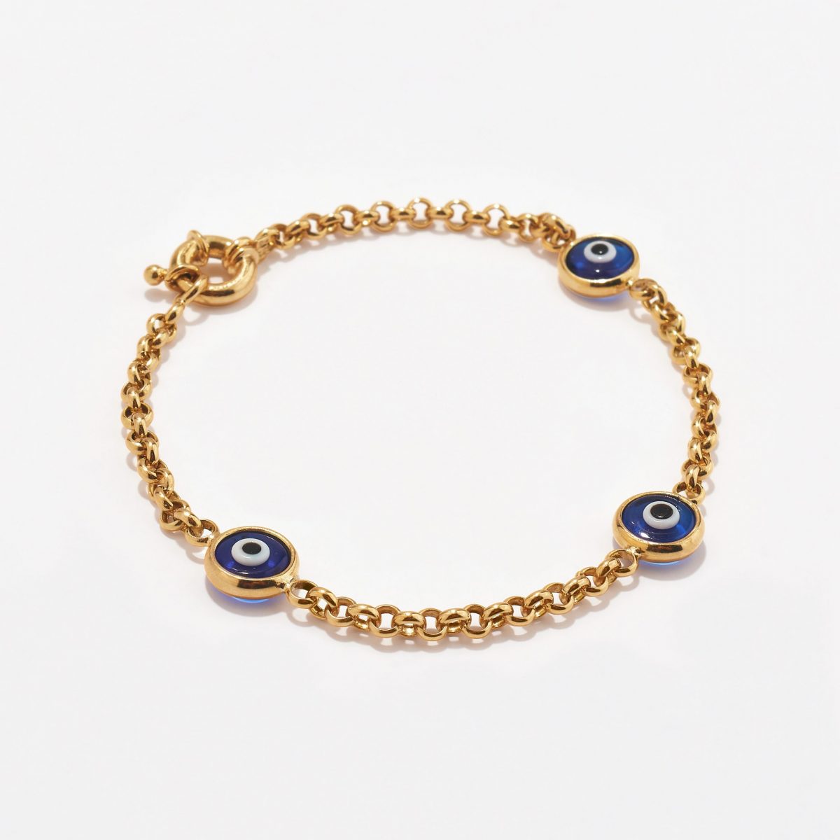 Pulsera Rollo con 3 ojos turcos azules