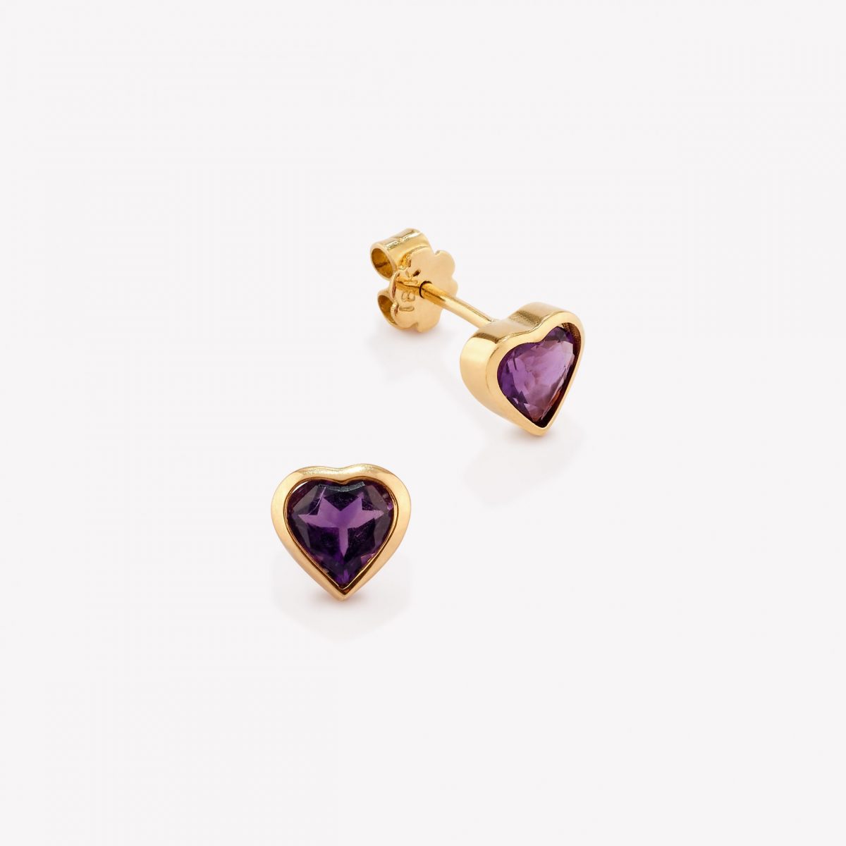 Aretes corazón Amatista