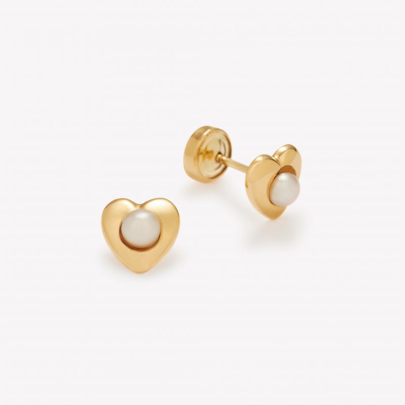 Aretes corazón con perla