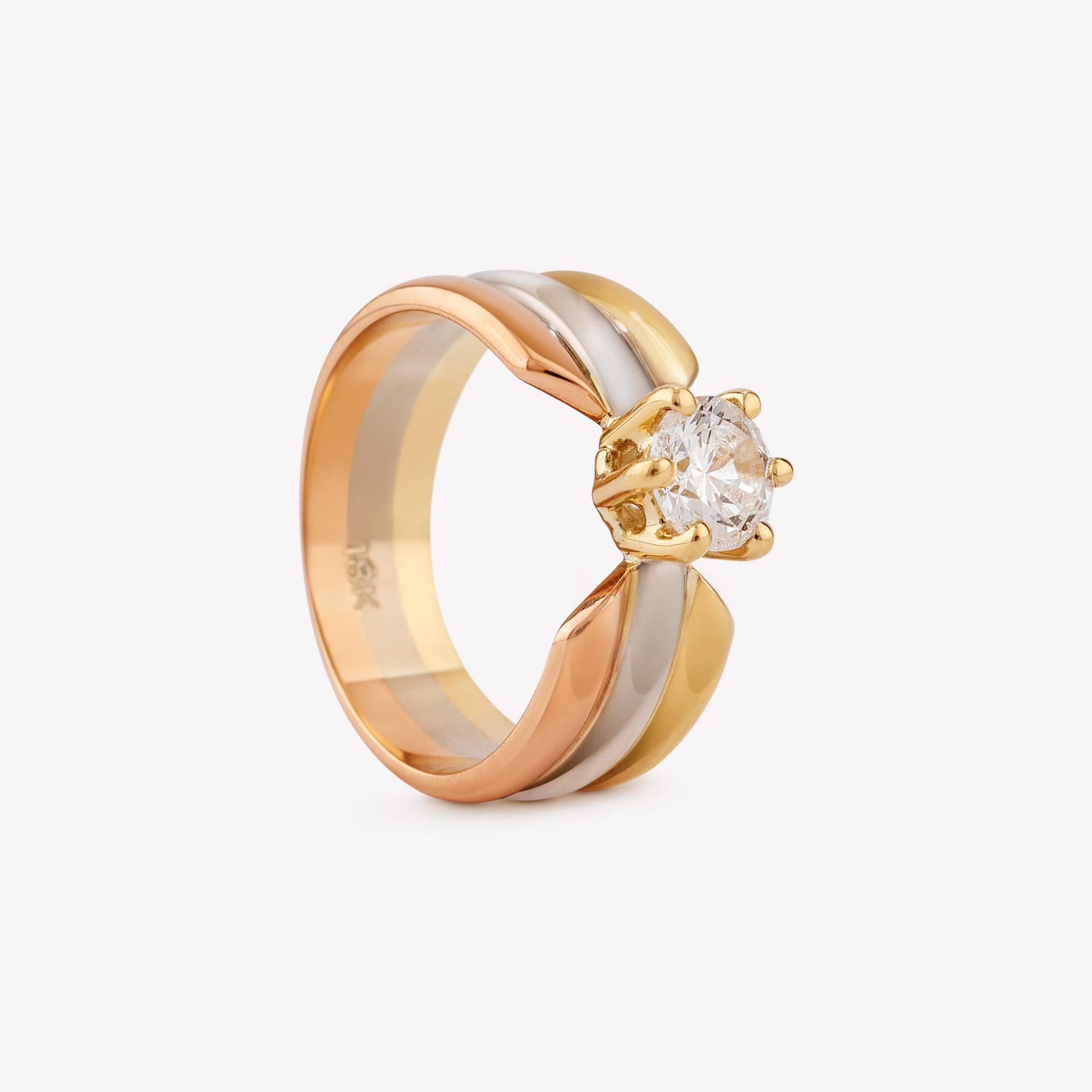 Anillo oro 18k amarillo, naranja y blanco, Compromiso