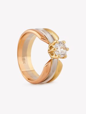 Anillo oro 18k amarillo, naranja y blanco, Compromiso