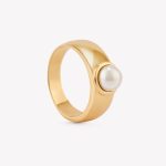 Anillo oro 18k amarillo. Aureola con Perla Cultivada de Mar.