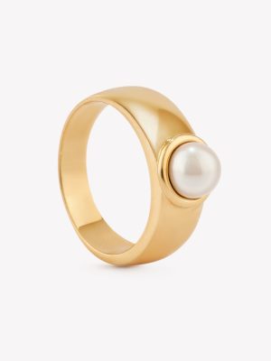 Anillo Aureola con Perla Cultivada de Mar, Oro Amarillo