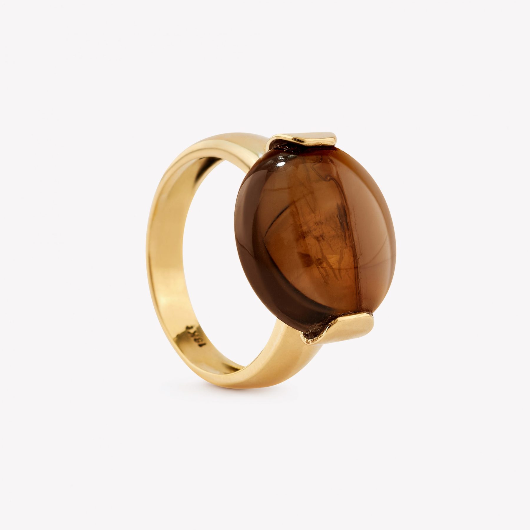 Anillo oro 18k amarillo, Topacio Hume Natural Cabuchón.