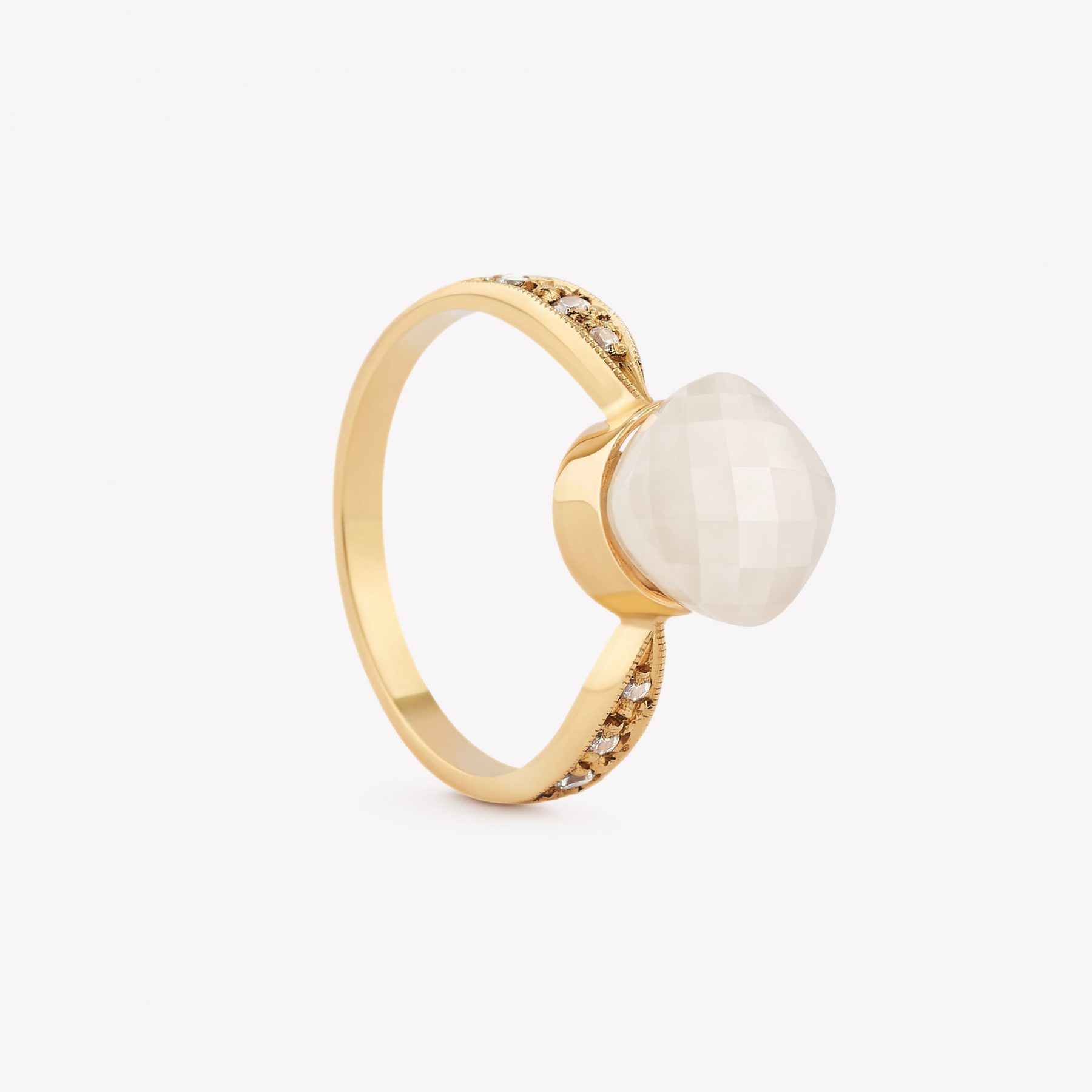 Anillo oro 18k amarillo, Pomellato Blanco con Circonios Cúbicos.