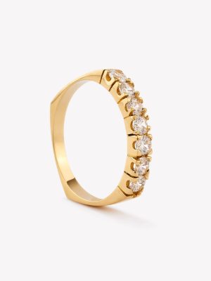 Anillo oro 18k amarillo, Rivier con 7 Circonios.