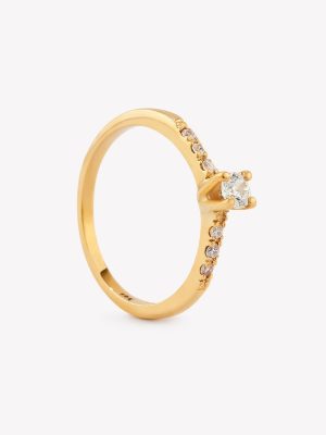 Anillo 18k amarillo, con Moissanita.