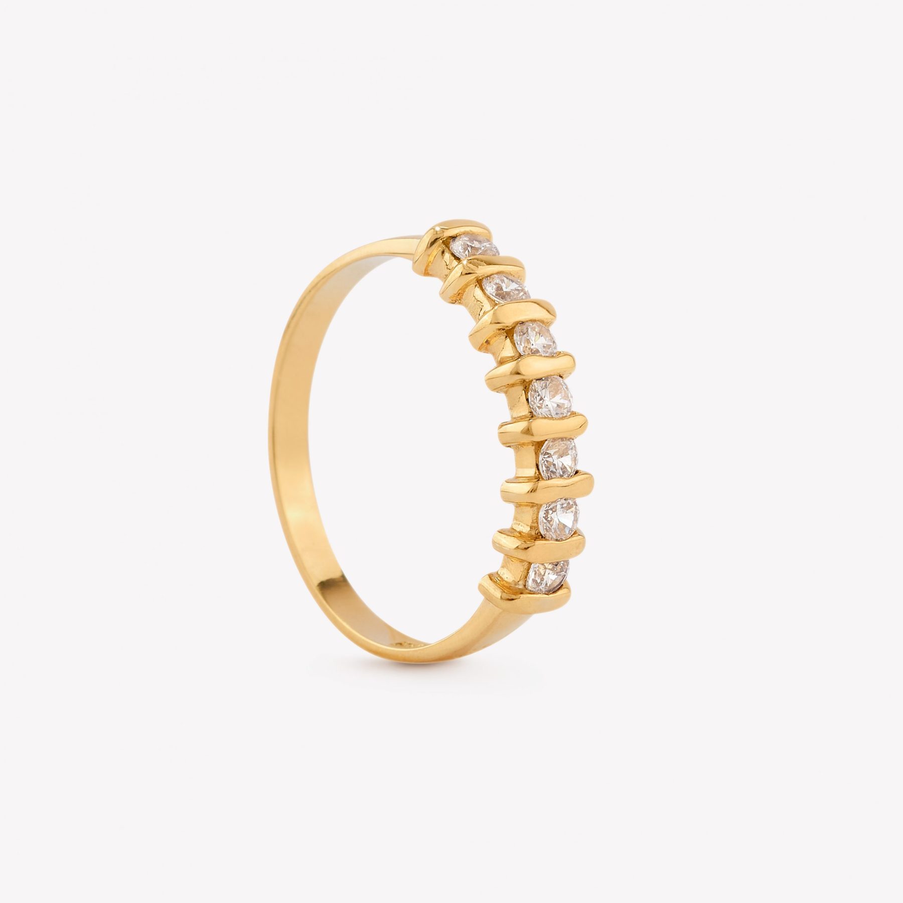 Anillo oro 18k amarillo, Venitas con Circonios.