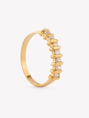 Anillo Venitas con Circonios, Oro Amarillo