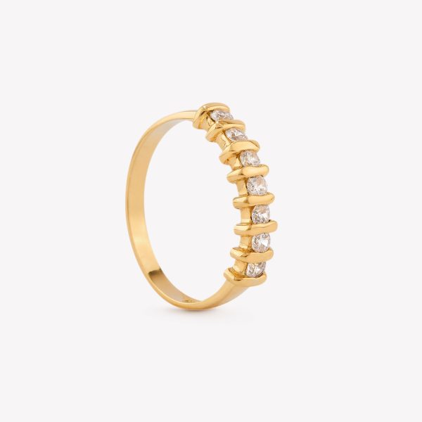 Anillo oro 18k amarillo, Venitas con Circonios.