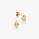 Aretes 18k amarillo, Corazón moissanita.