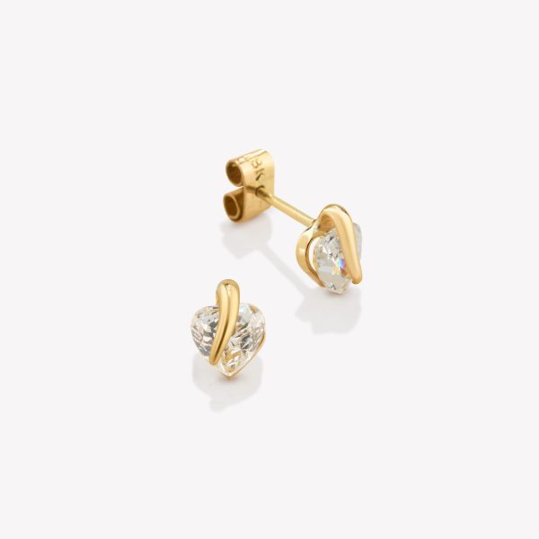 Aretes 18k amarillo, Corazón moissanita.