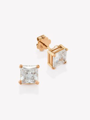 Arete oro 18k naranja, doble Tentación con circón.