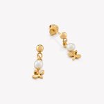 Aretes 18k amarillo, Flor con Perla
