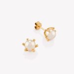 Aretes oro 18k. amarillo, Margarita con Perla Cultivada.