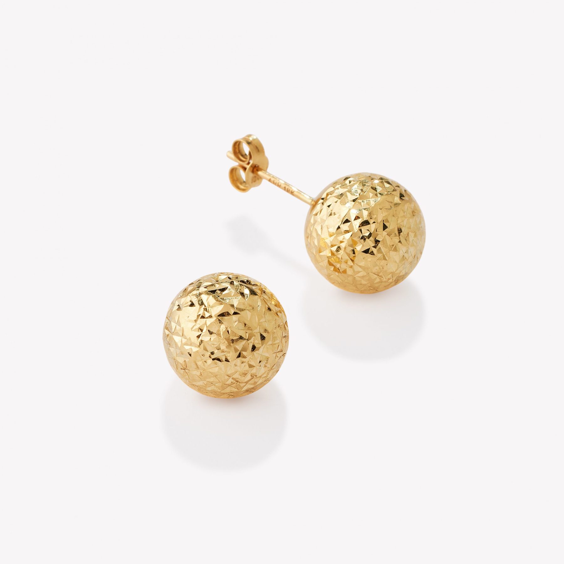 Aretes oro 18k amarillo, Bombas diamantadas 8mm
