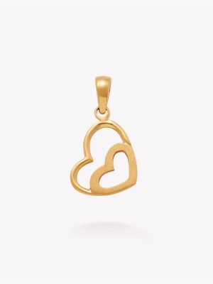 Dije Corazón Doble con Arenado,Oro Amarillo