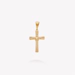 Dije oro 18k amarillo, Cruz con circonios y Picasso al centro.