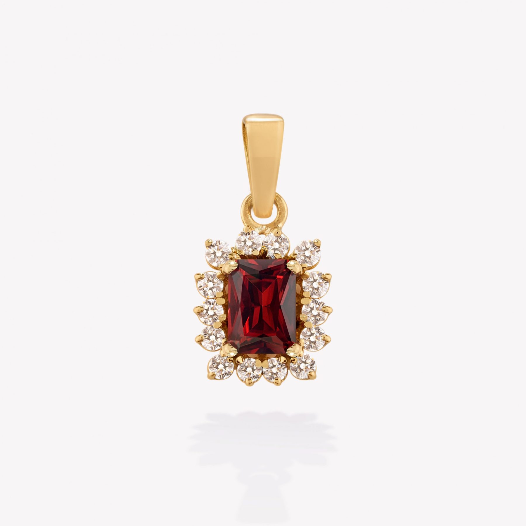 Dije oro 18k amarillo, Roseta Granate Octogonal.