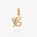 Dije oro 18k amarillo, Inicial C inglesa con Circones.