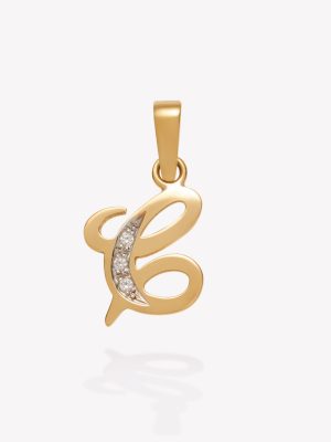 Dije oro 18k amarillo, Inicial C inglesa con Circones.
