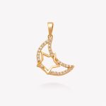Dije oro 18k amarillo, Luna y Estrella entrelazadas.