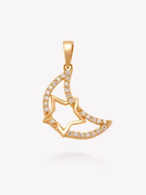 Dije Luna y Estrella entrelazadas, Oro amarillo
