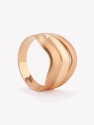 Anillo Ondeado, Oro Amarillo y Naranja