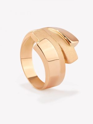 Anillo Doble Arenado, Oro Amarillo