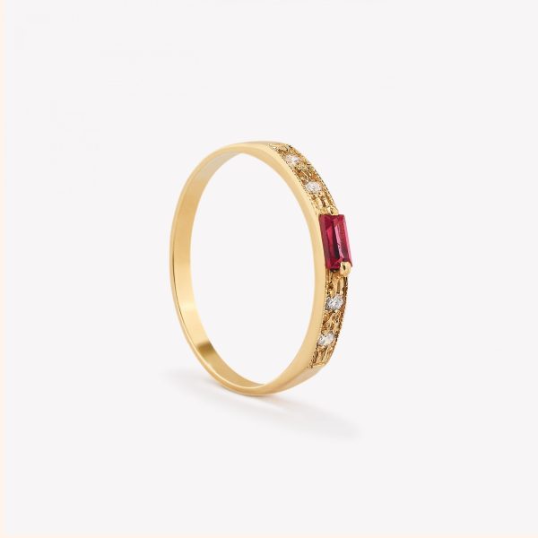 Anillo Ilusión Rubi, Oro Amarillo