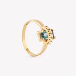 Anillo oro 18k amarillo, Topacio Azul.