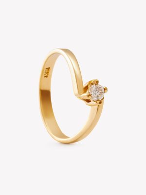 Anillo oro 18k amarillo, Cruzada con Brillante.