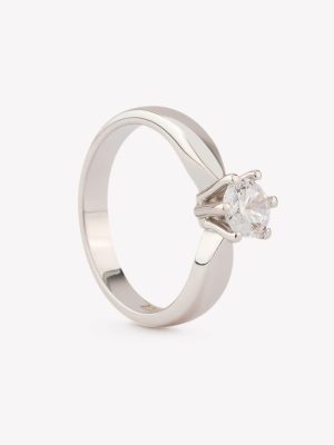 Anillo oro 18k blanco, Compromiso con Moissanite.