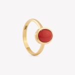 Anillo oro 18k amarillo, Coral Oval Cabuchón.