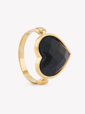Anillo 18k amarillo, biselado Lluvia de Noche.