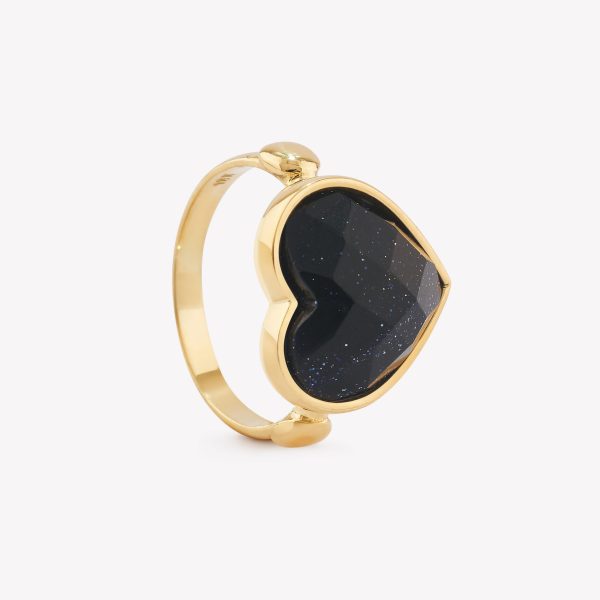 Anillo 18k amarillo, biselado Lluvia de Noche.
