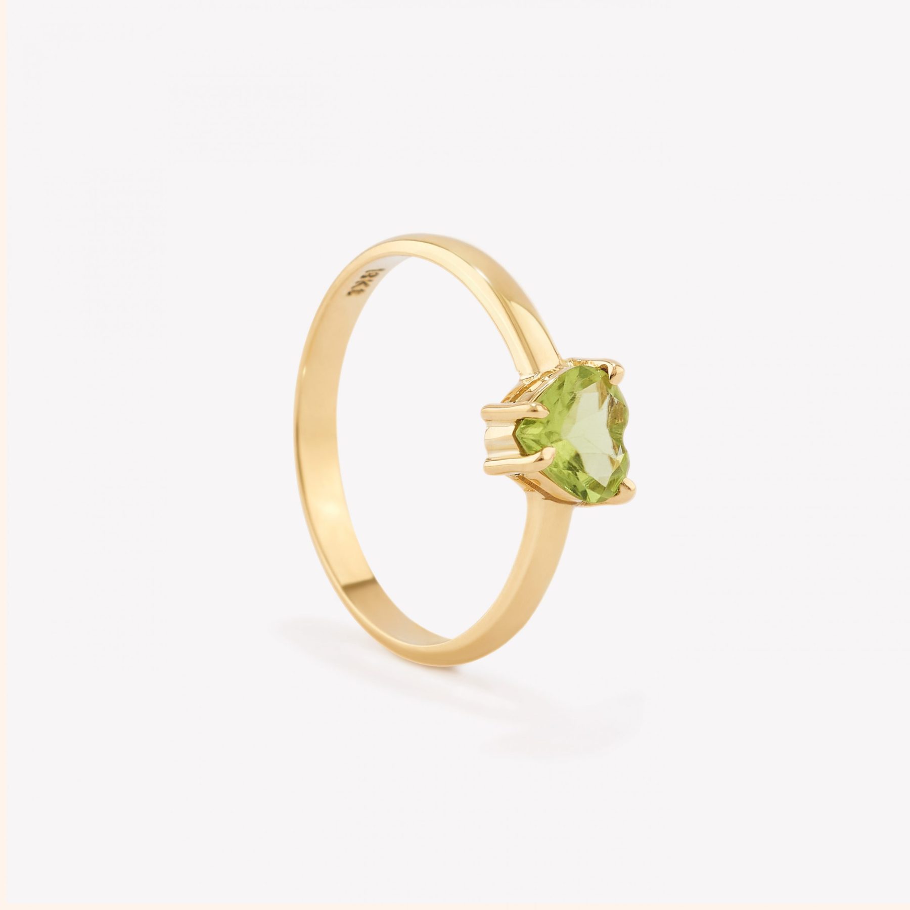 Anillo Peridot Corazón 5x5mm, Oro Amarillo
