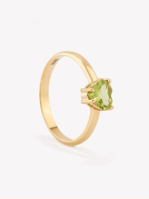 Anillo Peridot Corazón 5x5mm, Oro Amarillo