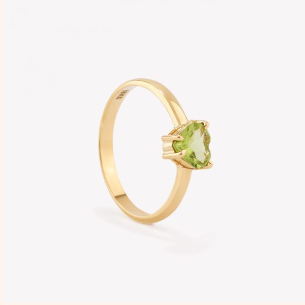 Anillo Peridot Corazón 5x5mm, Oro Amarillo