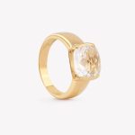 Anillo oro 18k amarillo, Cuarzo Blanco.