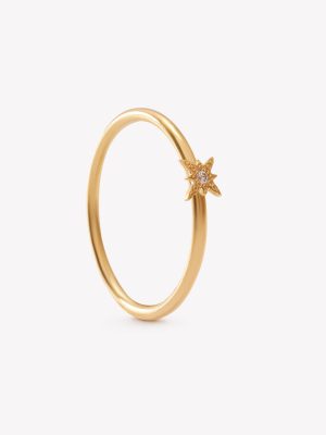 Sortija oro 18 amarillo, Estrella Escarchado.