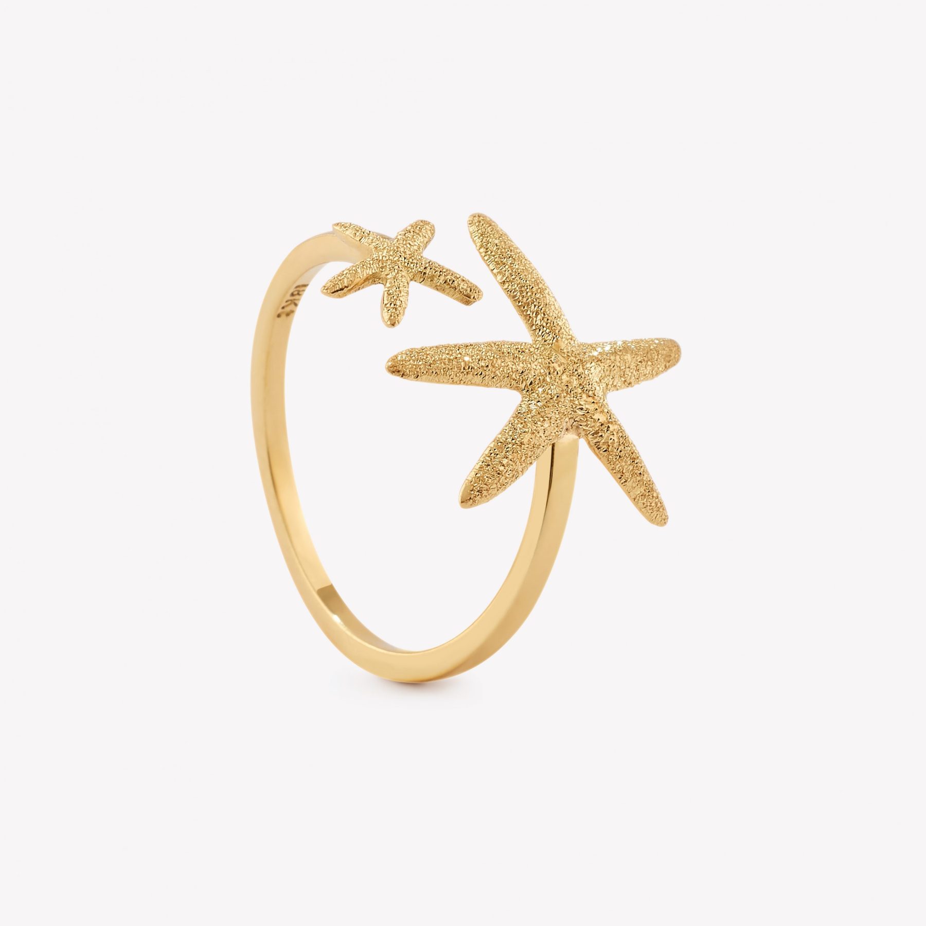 Anillo oro 18k amarillo, Estrella de Mar Escarchado.