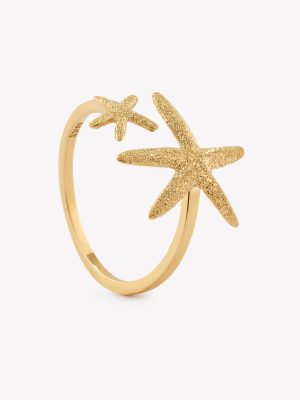 Anillo oro 18k amarillo, Estrella de Mar Escarchado.