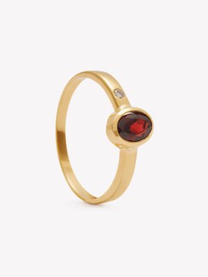 Anillo oro 18k amarillo, cabuchón Granate Oval.