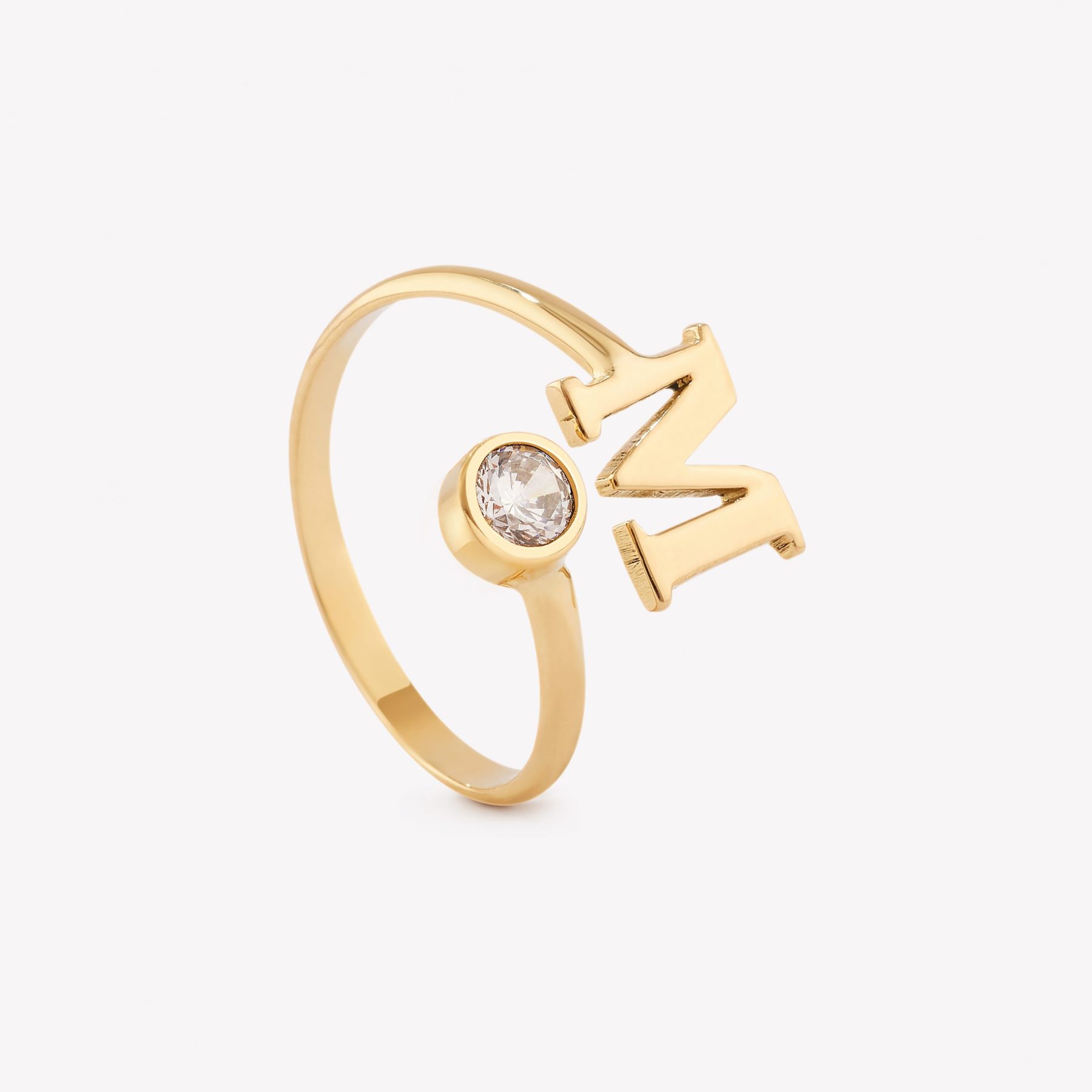 Anillo oro 18k amarillo, Inicial M.