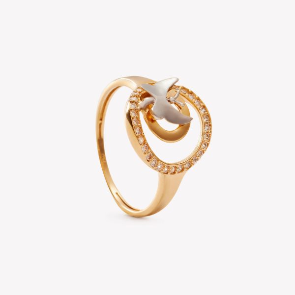 Sortija oro 18k amarillo, Mariposa y media Luna.