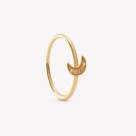 Anillo oro 18k amarillo, Media Luna con moissanitas.