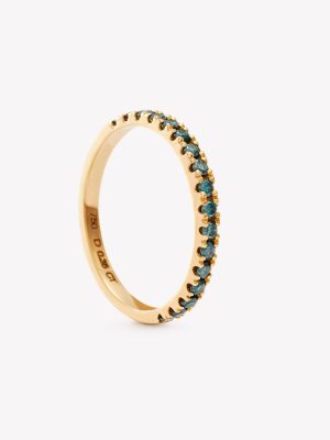 Anillo oro 18k amarillo, con Diamantes azules.
