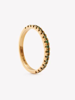 Anillo oro 18k amarillo, con Diamantes Verdes.