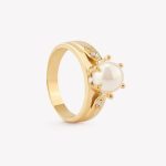 Anillo oro 18k amarillo, Margarita Perla Cultivada de Mar.